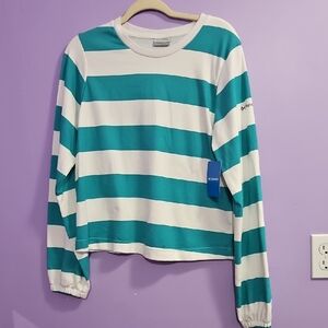 Columbia White and Gray Long Sleeve Shirt Size M